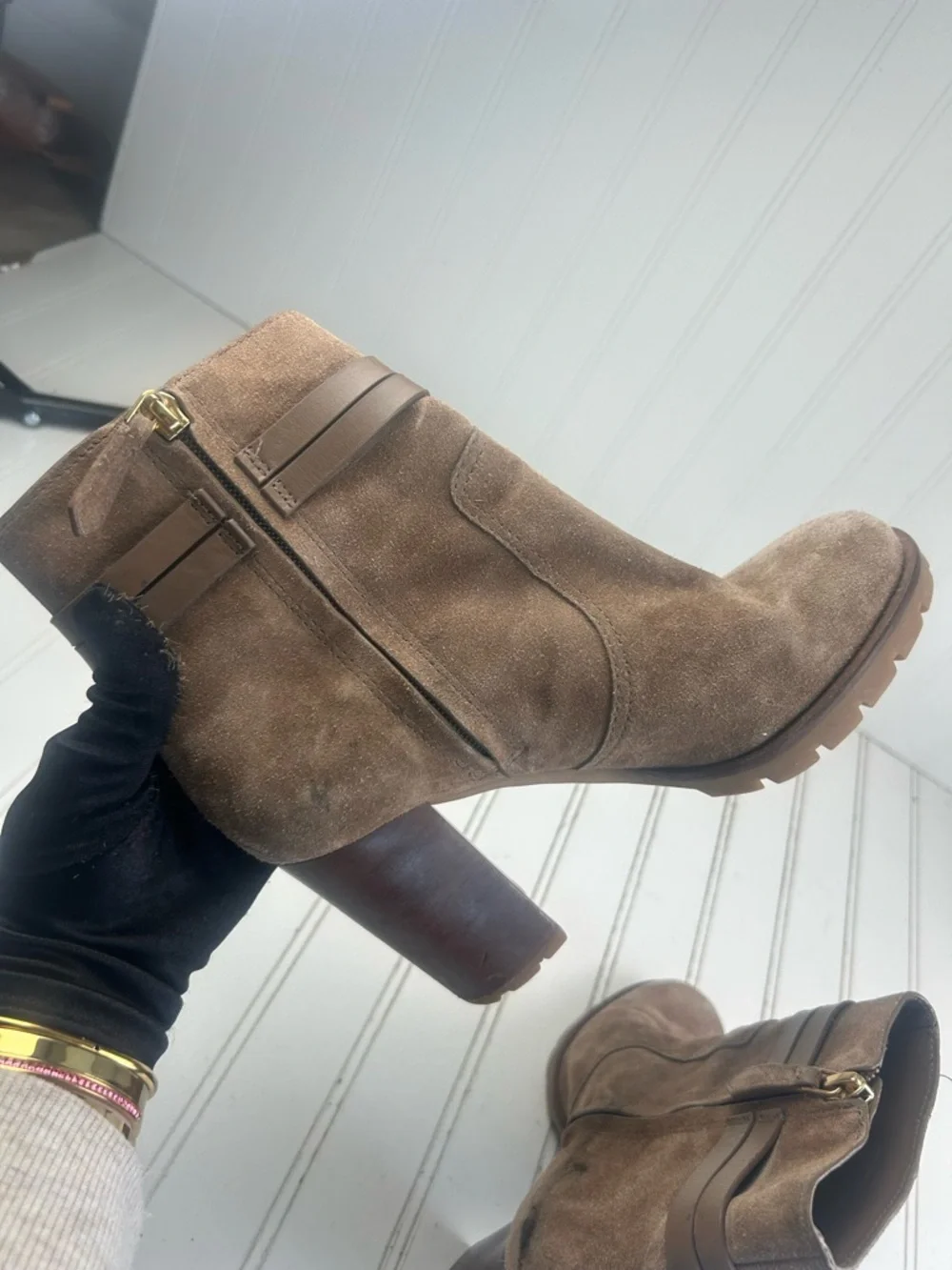 Tory Burch Brown Leigh Suede Lug Sole Booties Women’s Size 7 $400
